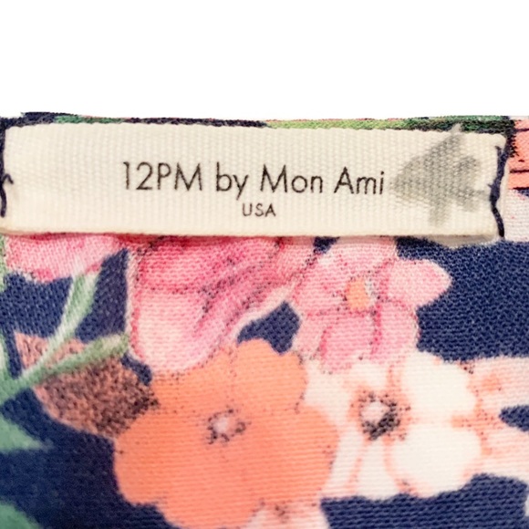 12PM By Mon Ami Navy Bright Floral Pattern Blouse - Picture 5 of 10